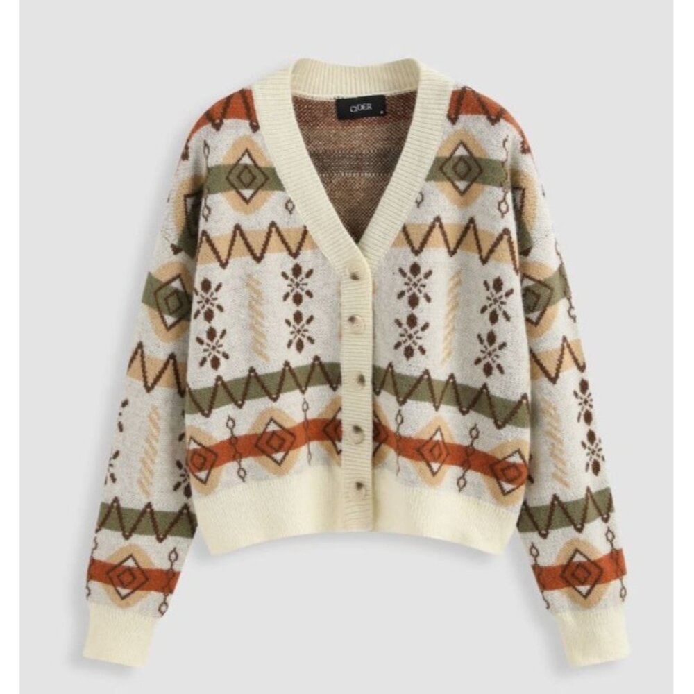 NWT Cider Cardigan Sweater Button Front Multicolor Large